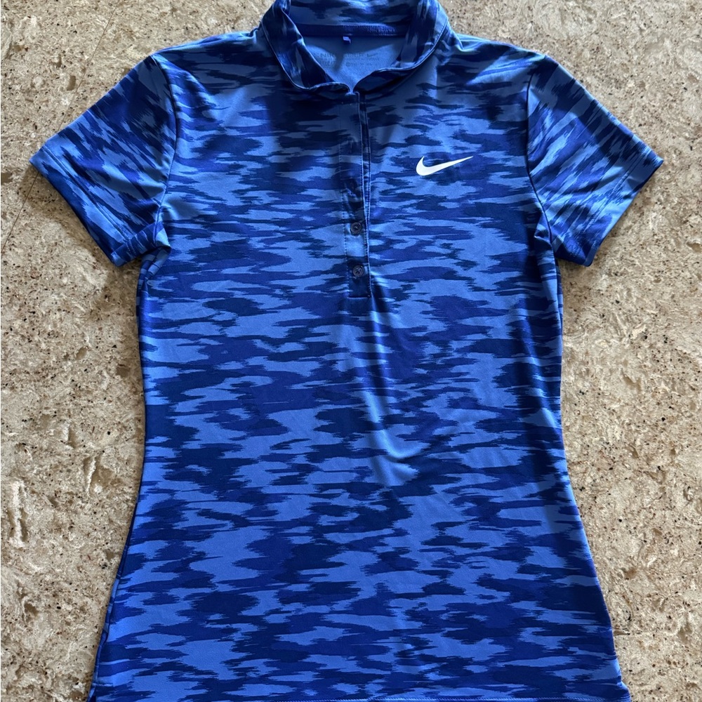 Women’s Nike Golf Dri-Fit Blue Polo Shirt Size XS